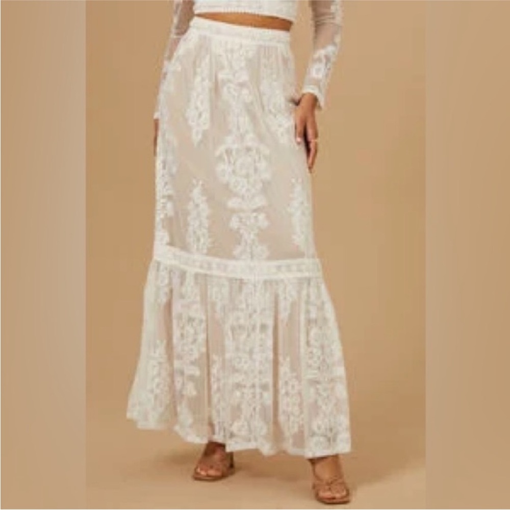 NWT Altar'd State Arissa Sheer Floral Lace Maxi Skirt